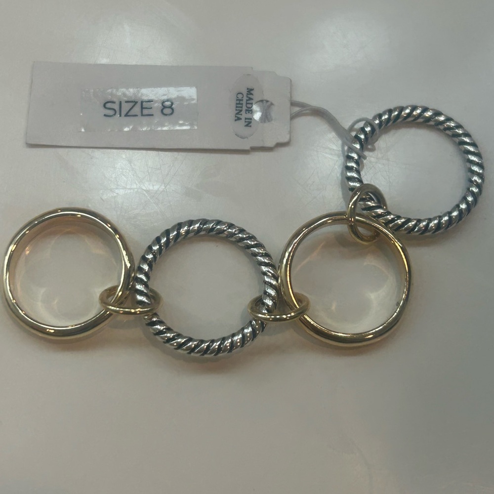 Elegant Gold and Silver Ring Set